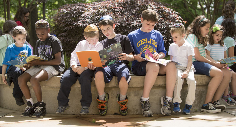 lower-school-2208 Children at a local Jewish Day School read books together