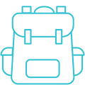 blue icon of backpack