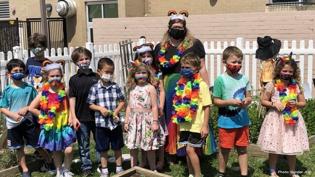 Preschool children outside at Bender JCC