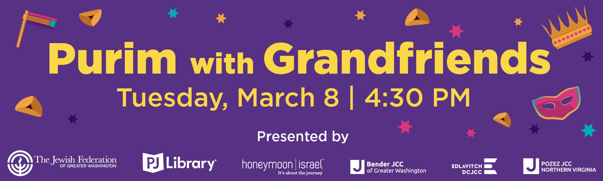 Purim with Grandfriends Tuesday, March 8 | 4:30 PM
