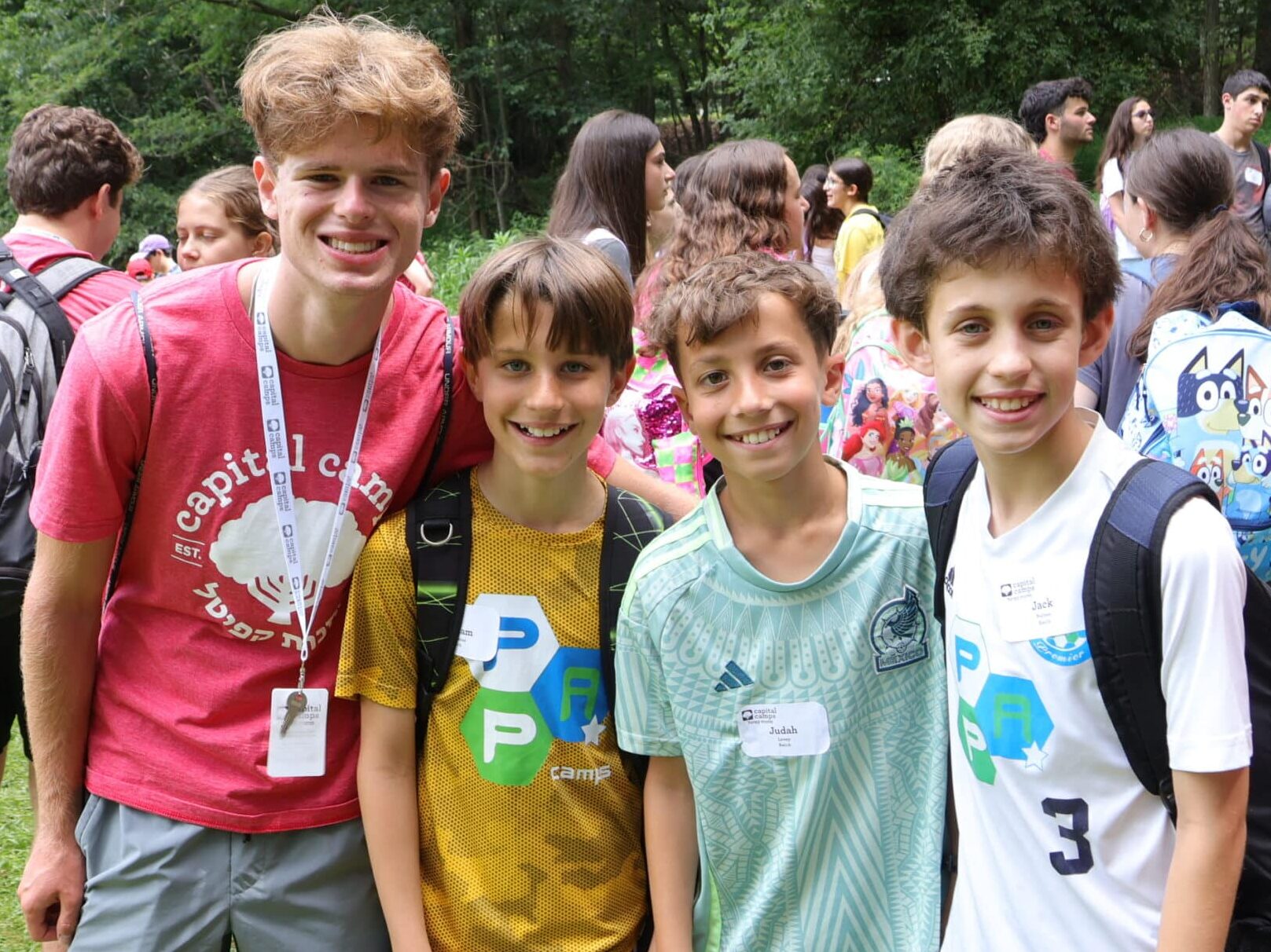 Campers and staff posing for a photo opportunity.