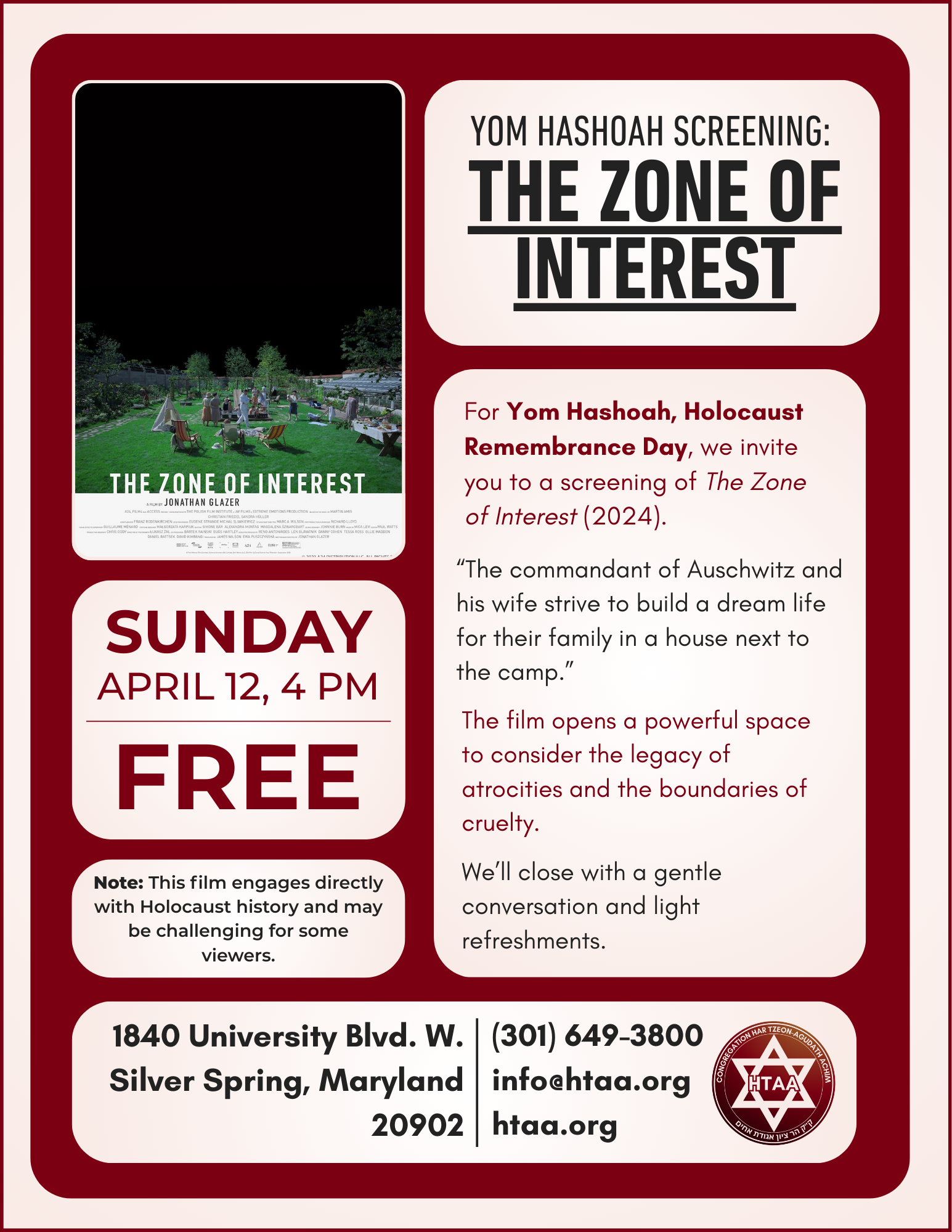Zone of Interest Movie Night 4-12-2026